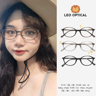 Kính mắt BILLY đổi màu cao cấp dáng dẹt oval gọng mảnh có ve nâng mũi chuyên lắp cận LEO OPTICAL T6110