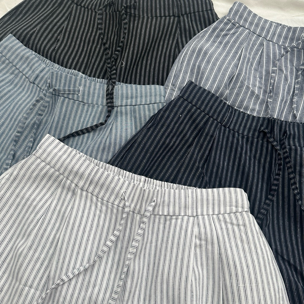 ONS PANTS - Quần Dài Sọc DEROSE Form Xuông Rộng To Lưng Chun Luồng Dây