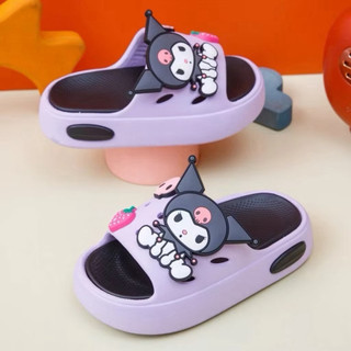  Dép bánh mì 3D đế cao siêu nhẹ siêu mềm hình thỏ Koromi-Labubu cho bé gái -MÃ CÓ TÍM ĐEN 