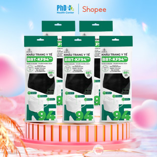 Combo 5 Khẩu trang Bông Bạch Tuyết KF94 Đen (10 cái/gói)