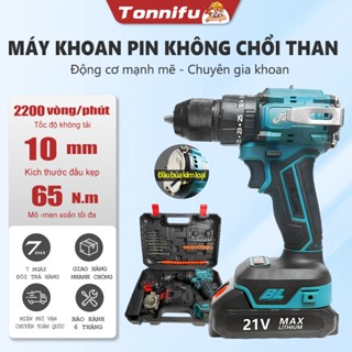 Máy Khoan Pin Tonnifu 21V DZ-2110, 3 Chức Năng Không Chổi Than - Đầu Kẹp Autolock, Máy Khoan Tường, Sắt, Gỗ, Bắn Vít
