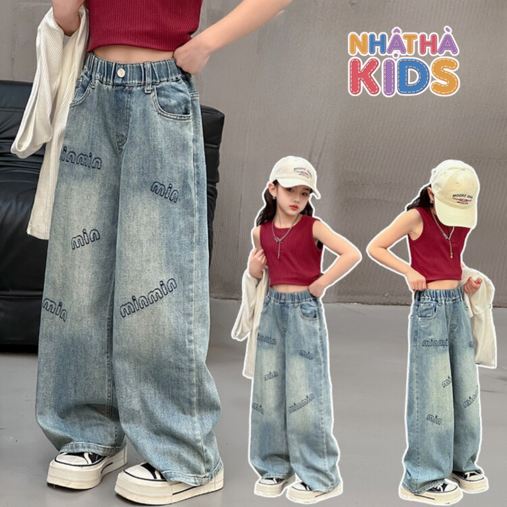 Quần jean bé gái Nhật Hà Kids size đại từ 14-45kg S1, quần bò ống xuông phong cách cho bé dưới 1m6.