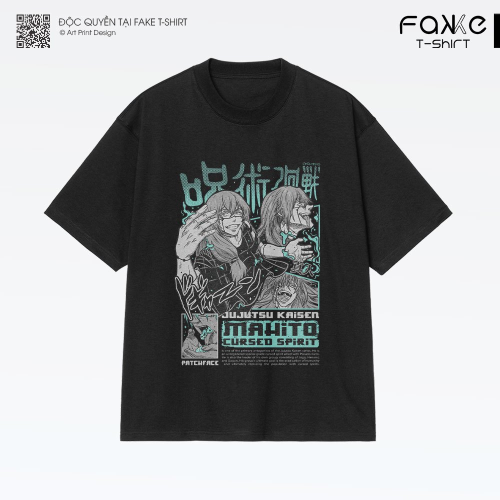 Áo thun Unisex Jujutsu Kaisen Mahito Digital Art Oversized 100% Cotton ngắn tay