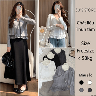 Set Áo Cardigan Thun Tăm Kèm Áo 2 Dây Bèo Dưới S822 Susstore Thời Trang Nữ