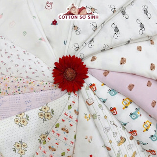 4C kèm bo | Vải thun cotton 4 chiều in họa tiết đáng yêu cho trẻ sơ sinh, trẻ nhỏ, mẹ bé, vải hàng cây, sỉ ib gía tốt