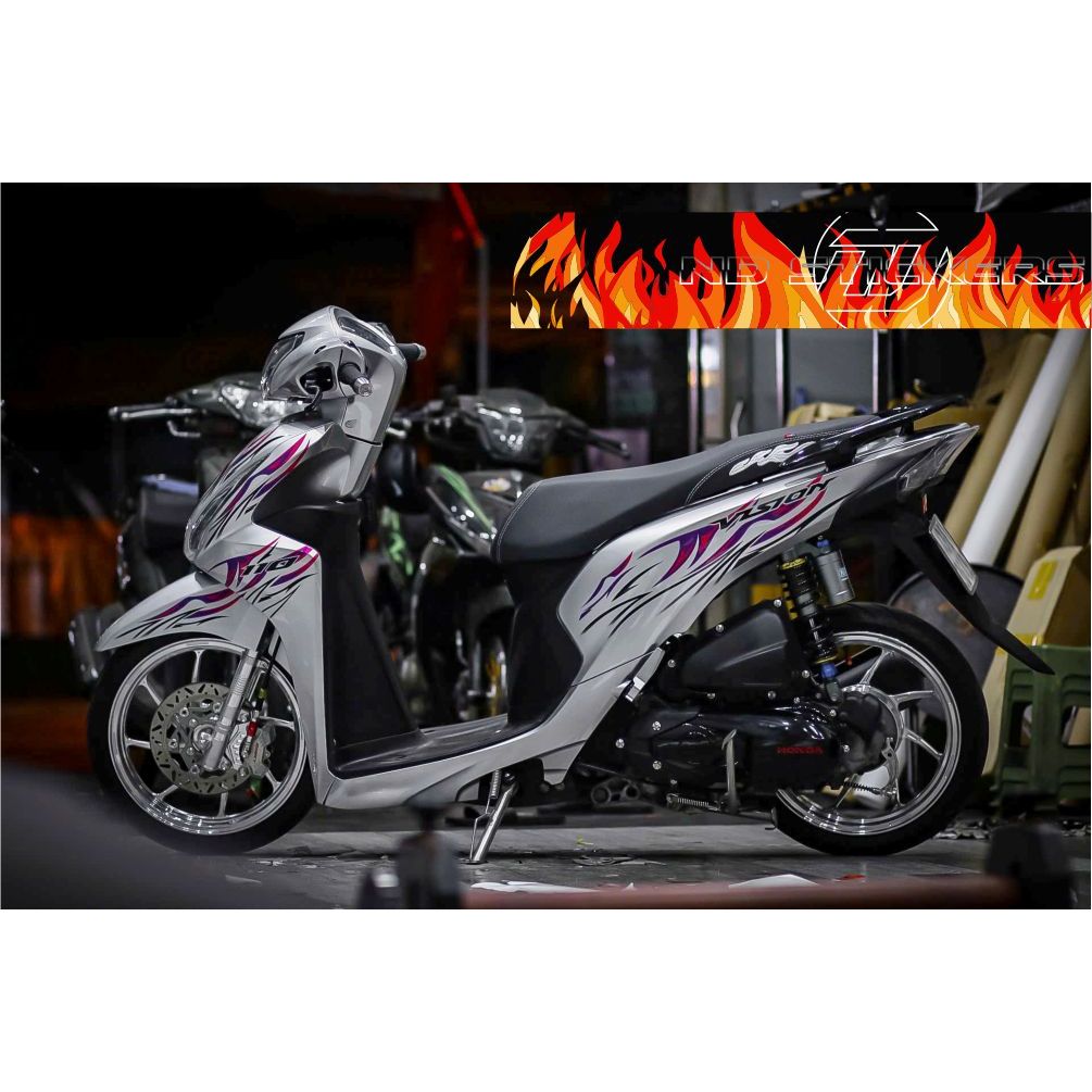 Tem Vision 110 bạc lửa tím hồng nền trong suốt - new 2025