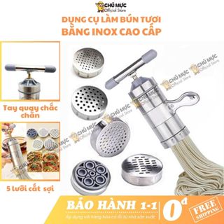 Dụng cụ làm bún phở tươi thủ công CMS máy làm mì sợi inox cao cấp, khuôn ép sợi làm nui quay tay 5 lưỡi tiện lợi