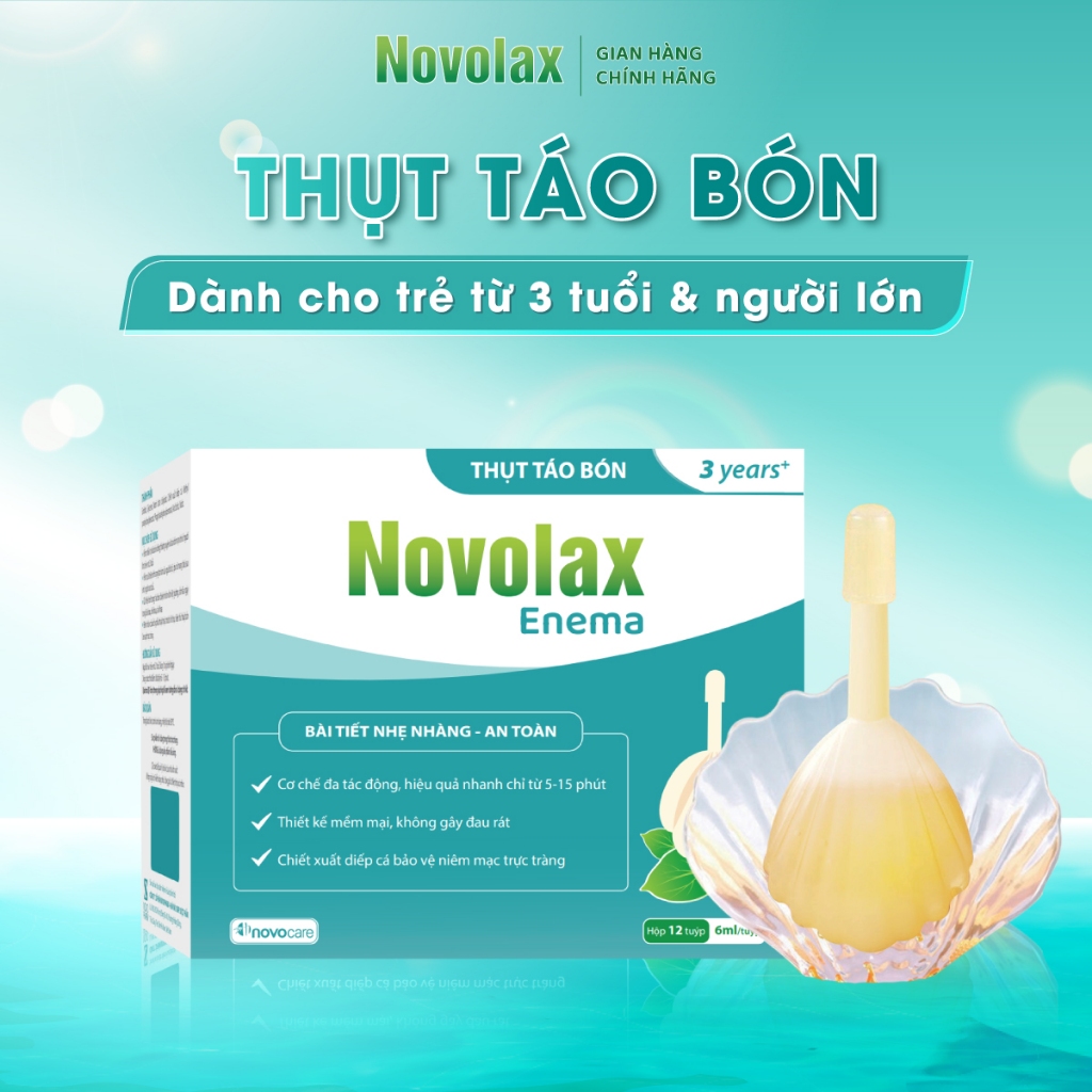 Ống bơm trực tràng Novocare Novolax Enema 3 years+, thụt táo bón cho người lớn, trẻ em từ 3 tuổi