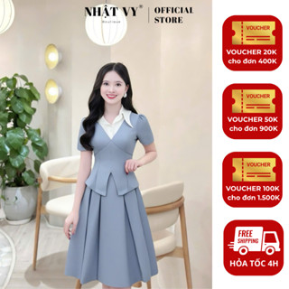  Áo công sở Nhật Vy  KHÔNG KÈM VÁY  phối cổ sơ mi form dáng ôm chất lụa phù hợp đi chơi - D3468 