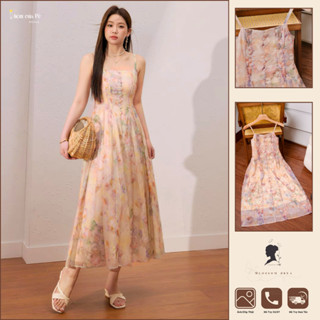  Váy maxi 2 dây dáng dài xếp ly nền hoa nhã nhặn thanh lịch thời trang dạo phố   Đã có màu mới   