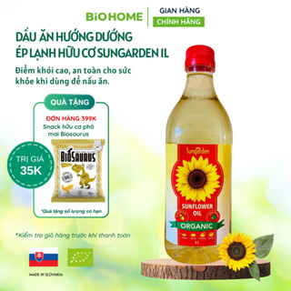 Dầu ăn hướng dương ép lạnh hữu cơ Sungarden 1Lít (date mới T12.2026)
