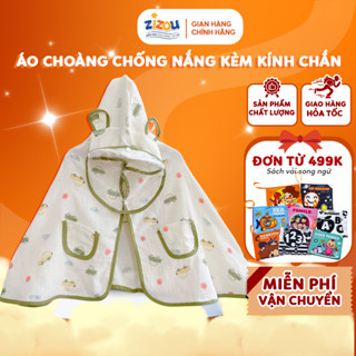 Áo Choàng Xô Muslin 2 Lớp ZIZOU – Có Kính Chắn Giọt Bắn, Chống Nắng Cho Bé, Viền Mềm Mại, Loại 1 Cao Cấp Z51
