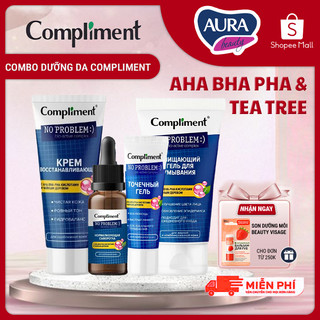  Bộ Chăm Sóc Da Dầu Mụn AHA BHA PHA Compliment Sữa Rửa Mặt Kem Dưỡng Ẩm Serum Kem Chấm Mụn 