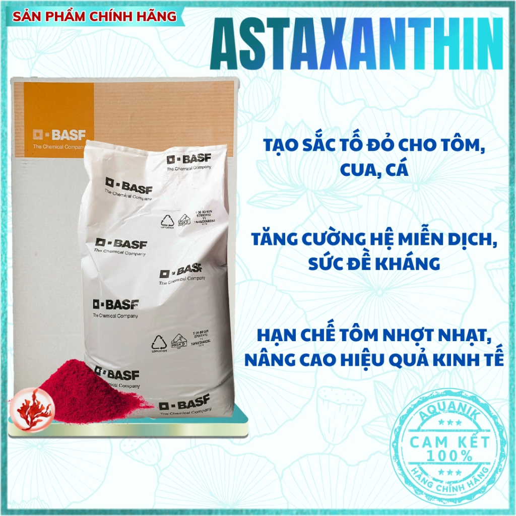 [CHÍNH HÃNG] ASTAXANTHIN 10% – Tạo màu đỏ đẹp cho tôm, tăng cường miễn dịch