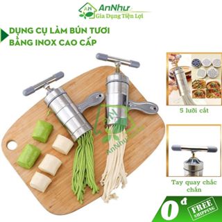 Khuôn làm bún phở tươi thủ công bằng inox cao cấp AnH máy làm mì sợi quay tay 5 lưỡi ép, dụng cụ nhà bếp tiện lợi