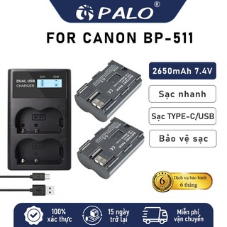 PALO Pin Canon BP-511 BP511A 2650mAh cho máy ảnh Canon 30D 20D 5D 300D 50D 40D