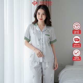  Bộ pijama nữ SANDBOX lụa latin cao cấp thiết kế áo cộc tay quần dài họa tiết in độc quyền 01XAH 