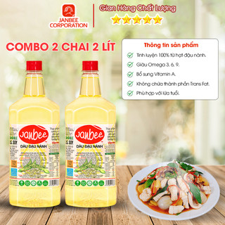 Dầu Đậu Nành Janbee - Combo 2 chai 2 Lít - Nguyên Chất 100%, Không Trans Fat