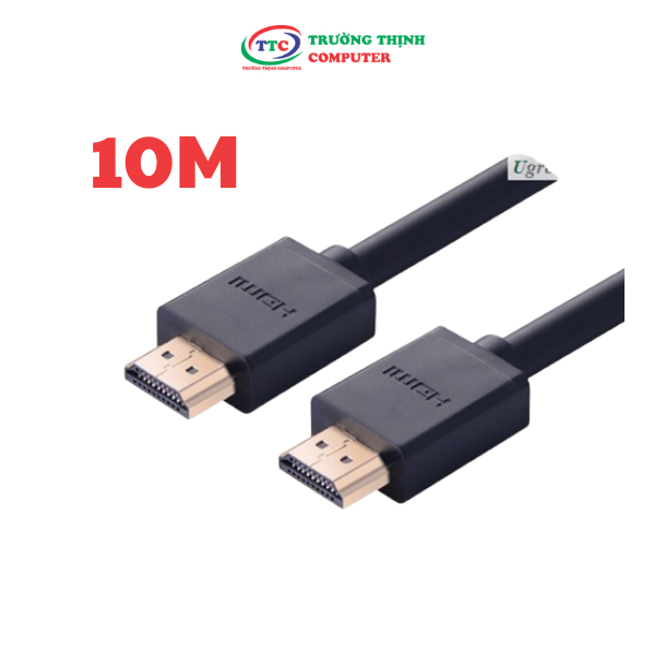 Cáp HDMI 10M Ugreen 10110 HDMI 1.4 Hổ trợ 3D+IC khuếch đại,thuần đồng. BH 18 THÁNG 1 ĐỔI 1