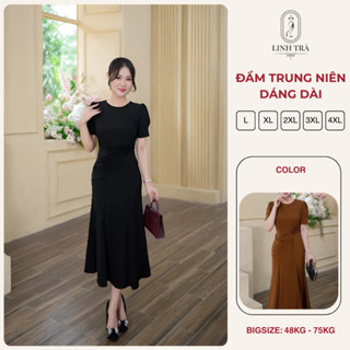 Đầm Trung Niên Cho Mẹ [Linh Trà] Váy Bigsize Thiết Kế Sang Trọng Đi Tiệc Đi Làm Đi Chơi (LT 3074)
