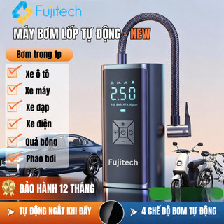  Máy bơm lốp ô tô xe máy chính hãng FUJITECH - Bơm tự động không dây PIN 6000mAh BH 12 tháng 