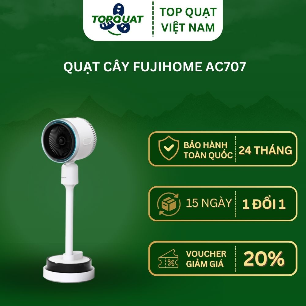 Quạt Đối Lưu Không Khí FUJIHOME AC707 | Quạt Tuần Hoàn 60W, Điều Khiển Từ Xa, Bảo Hành 2 Năm