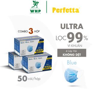   Combo 3 Hộp Khẩu Trang Y Tế 4 Lớp Perfetta Ultra Xuất Khẩu  50 cái hộp  