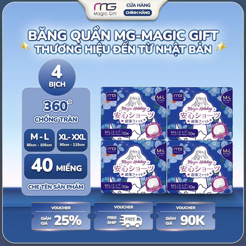 Băng vệ sinh quần MG Magic Gift Nhật Bản đai eo mềm mại, chống tràn hiệu quả