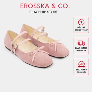  Erosska - Giày búp bê nữ retro kiểu dáng balletcore chấm bi hottrend màu hồng - EL086 