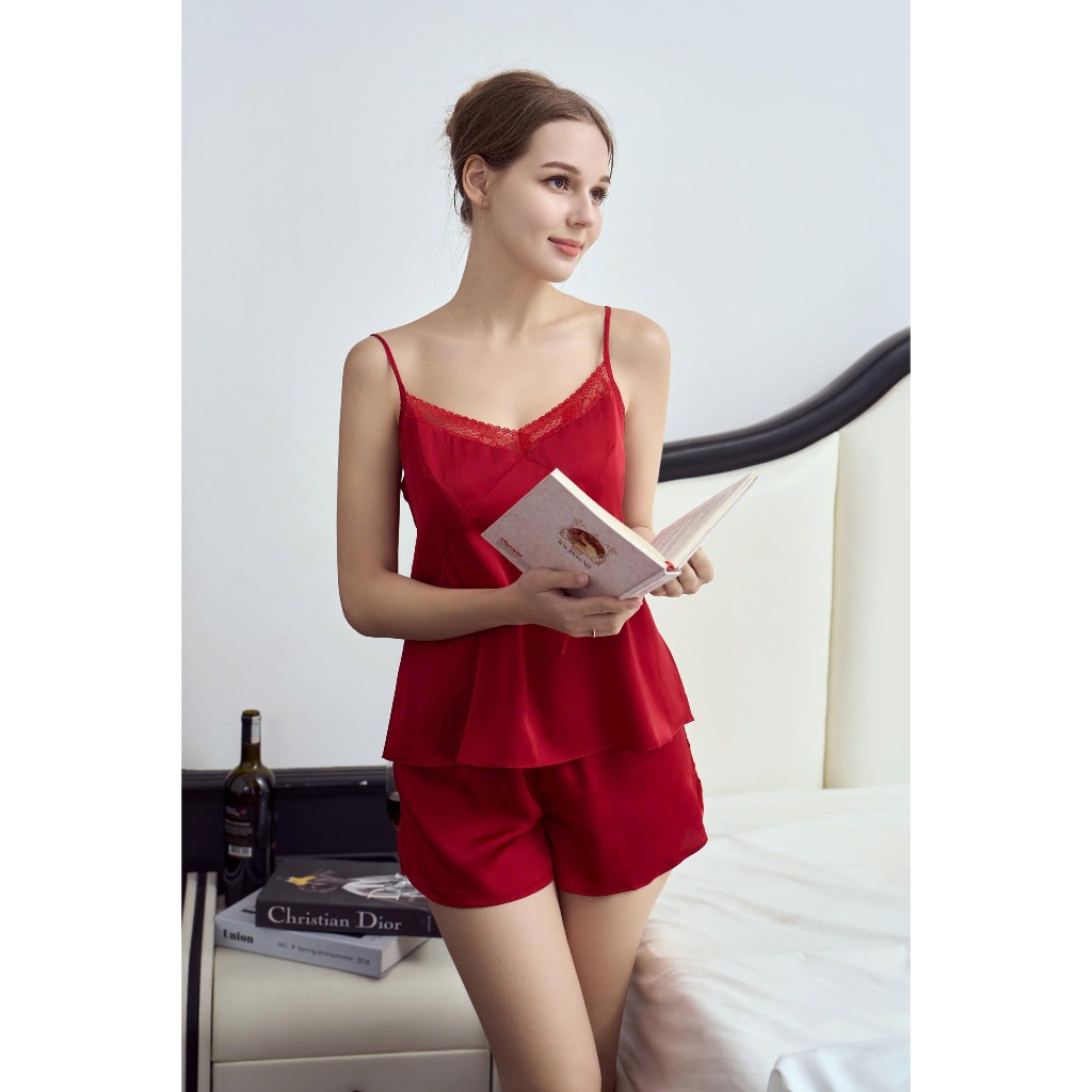 Bộ Ngủ 2 Dây Lụa Latin Phối Ren Cao Cấp Mềm Mát, Set Đồ Ngủ Áo 2 Dây Quần Đùi Sexy Quyến Rũ Mặc Nhà – B2D02 | BigBuy360 - bigbuy360.vn