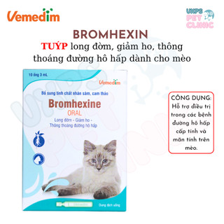  Bromhexine -  Tuýp  Dung Dịch Uống Giúp Long Đờm Giảm Ho Thông Thoáng Đường Thở Dành Cho Mèo 