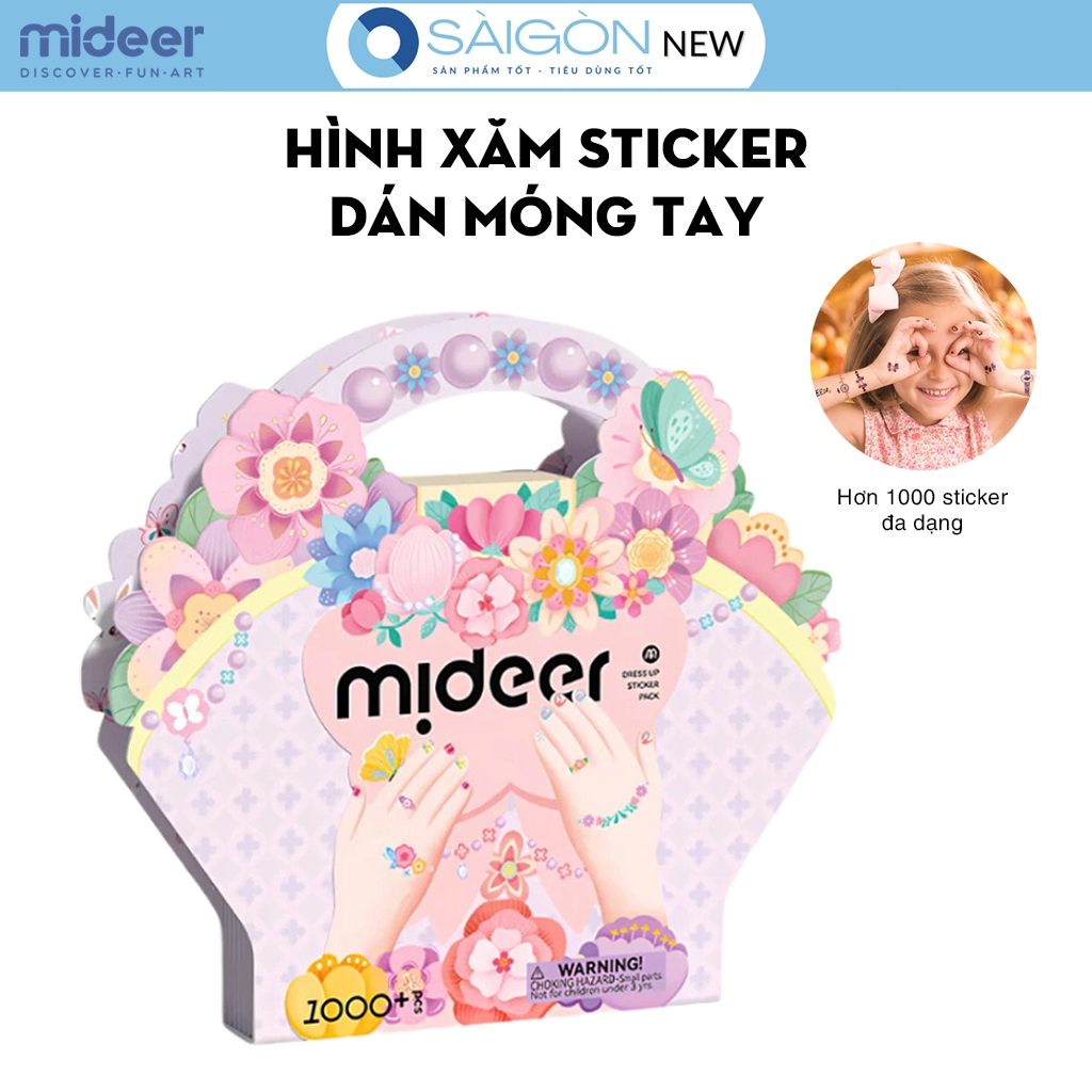 Hình Xăm Sticker Dán Móng Tay Cho Bé Gái Mideer Garden Fairy Dress Up Sticker Pack 1000 Miếng - Stic