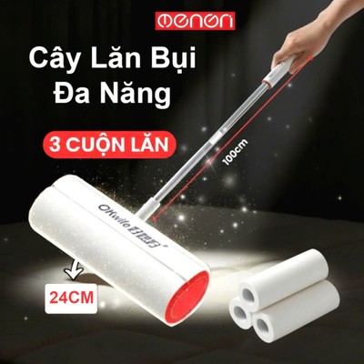 Cây Lăn Bụi Dài 100cm Lõi Lăn 24cm Kèm 3 Lõi Dính - Lăn Bụi Quần Áo, Đệm Sofa - OENON