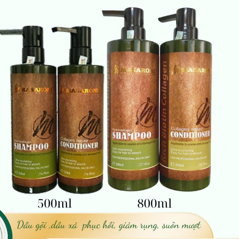DẦU GỘI XẢ, HẤP, DẦU DƯỠNG MASARONI COLLAGEN 500ML 800ML