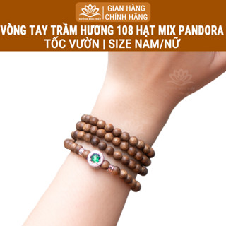 Vòng Tay Trầm Hương Chuỗi Tràng Hạt 108 Mix Charm - Trầm Tóc Vườn Xưởng Mộc Việt Size 6/7/8mm