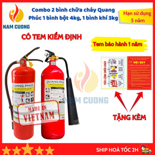 [TẶNG NỘI QUY + TIÊU LỆNH] Combo hai bình chữa cháy bột ABC 4kg và 1 bình cứu hoả Co2 3kg chuyên dùng trong pccc, vp