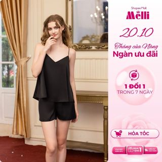 Bổ ngủ 2 dây mặc nhà lụa Latin trơn cao cấp thoáng mát, Đồ ngủ áo 2 dây quần đùi sexy quyến rũ - B2D01