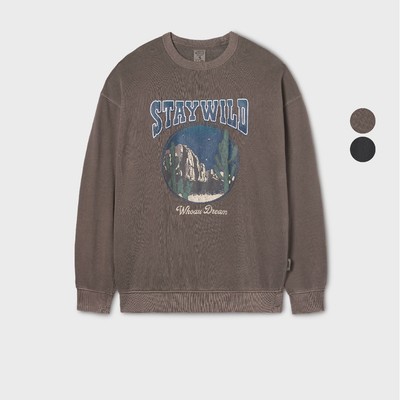 Áo Sweater WHO.A.U Stay Wild Dyed Sweatshirt_WHMWF4921U