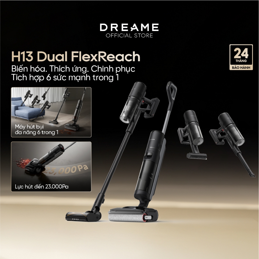 Dreame H13 Dual FlexReach Máy hút bụi lau sàn không dây | đa năng 6 trong 1 | Lực hút 23.000Pa | BH 