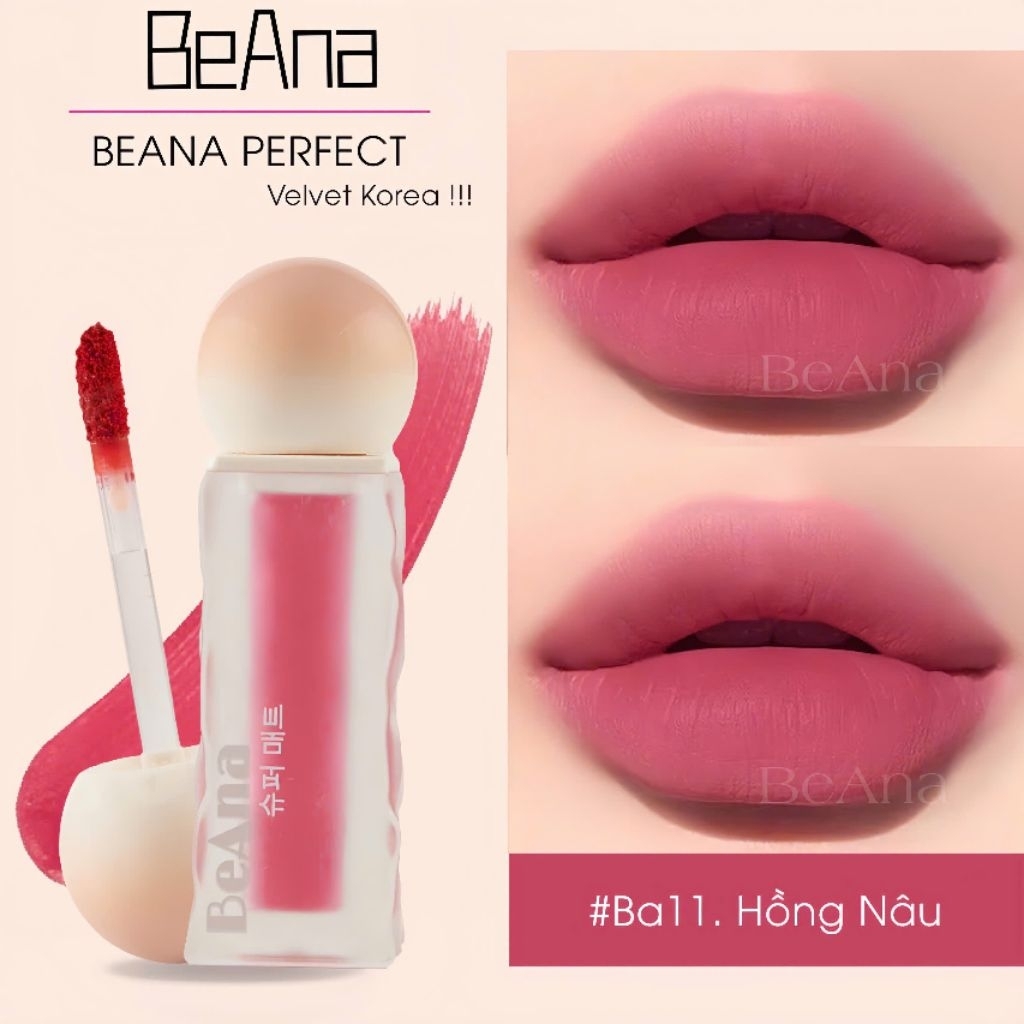 Son hồng nâu, son BeAna hồng nude son hồng đất, son siêu lì không chì chính hãng