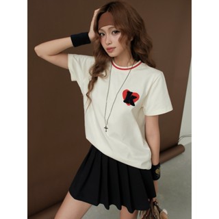 KIDO - Áo thun tay ngắn cổ tròn phối logo K-HEART TEE 