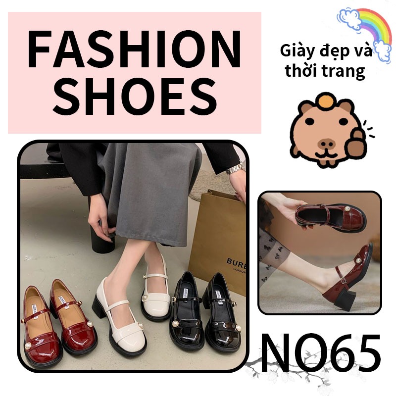 Giày cao gót đế dày cho nữ phong cách lolita giày cao gót giày lười giản dị