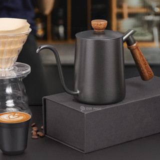 Bình rót nước cổ ngỗng |  tay cầm bằng gỗ  |  600ml | Pour Over | chất liệu Thép 304