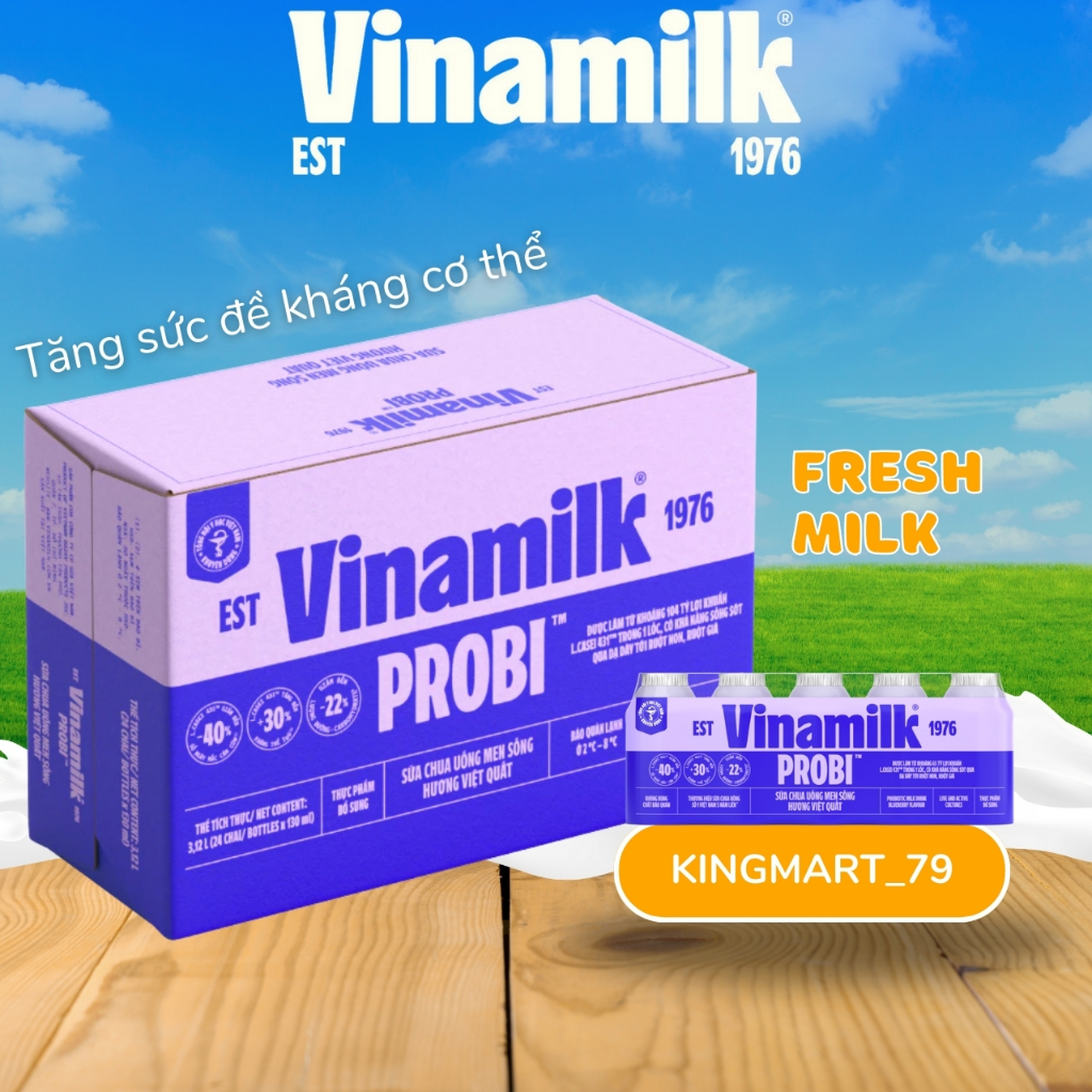 [Hỏa Tốc] Thùng Sữa chua uống Probi Việt Quất chai x 130ml - 24 chai.