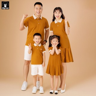 Đồng Phục Gia Đình Fig Tree Thun Polo Cá Sấu Cao Cấp Màu Cam Đất, Chất vải dày mịn, Nhiều size