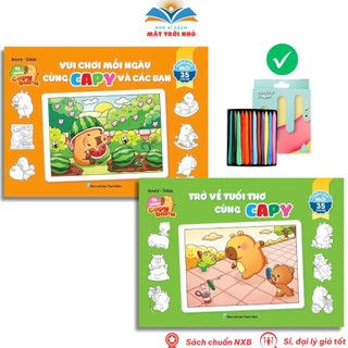 Sách - Tô Màu Capybara - Vui Chơi Mỗi Ngày Và Trở Về Tuổi Thơ - Bản Mới 35 Chủ Đề (Có chọn sáp)