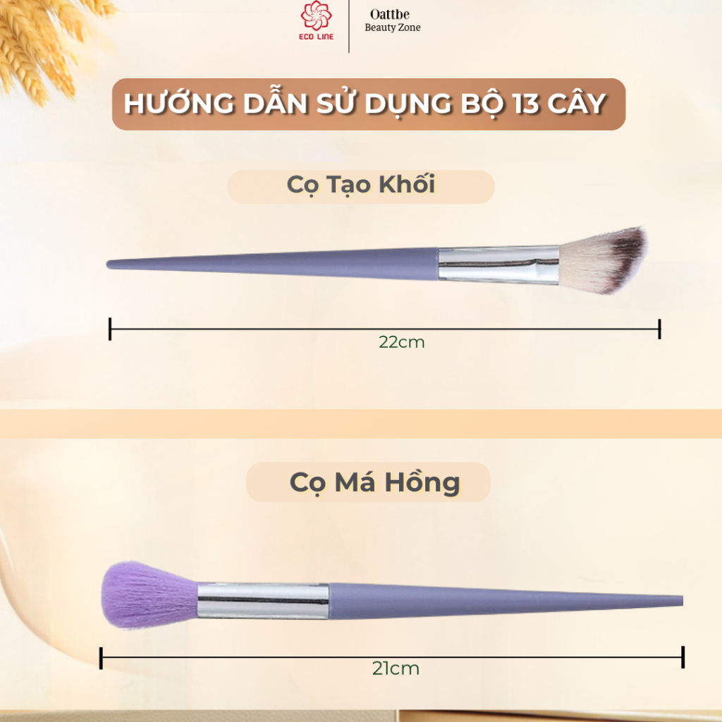 bộ 13 cọ make up phấn phủ tán nền đánh má hồng cọ kẻ mắt cọ che khuyết điểm hoàn hảo kèm túi vải | BigBuy360 - bigbuy360.vn