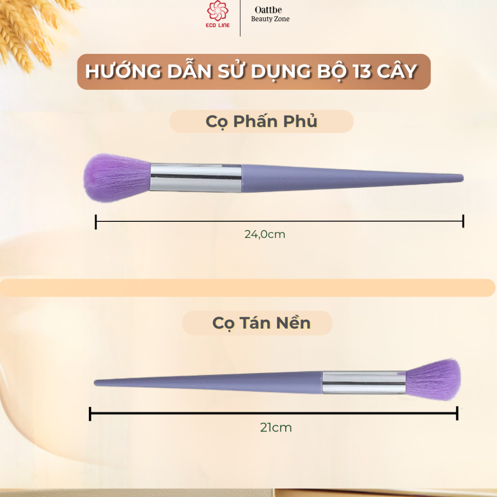 bộ 13 cọ make up phấn phủ tán nền đánh má hồng cọ kẻ mắt cọ che khuyết điểm hoàn hảo kèm túi vải | BigBuy360 - bigbuy360.vn
