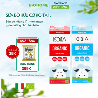 Sữa bò hữu cơ Koita Ý 1L: Nguyên kem, ít béo không đường( Hàng có sẵn )