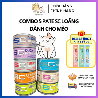  COMBO 5 Pate SC Loãng Dinh Dưỡng Cao Pate Không Độn Ngũ Cốc Cho Mèo Mọi Lứa Tuổi Xoài Non Petshop 